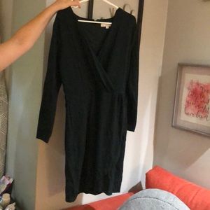 Dark green faux wrap dress